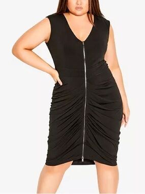 CITY CHIC Plus Size Front Zip Sexy Drape Dress Size XXL 24 Gothic Punk Party